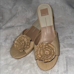 Dolce Vita Gold-Tone Floral Slide Mules